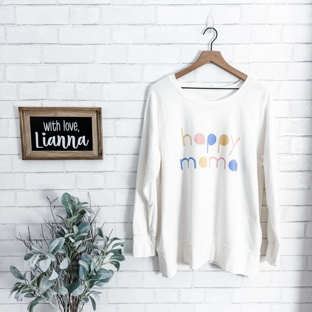 a:glow Maternity ”Happy Mama” Cream Pullover Sweater